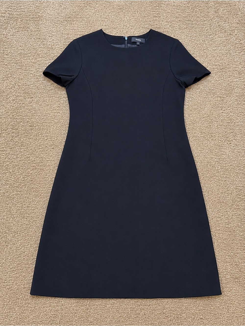 Theory Black Short-Sleeve A-Line Dress